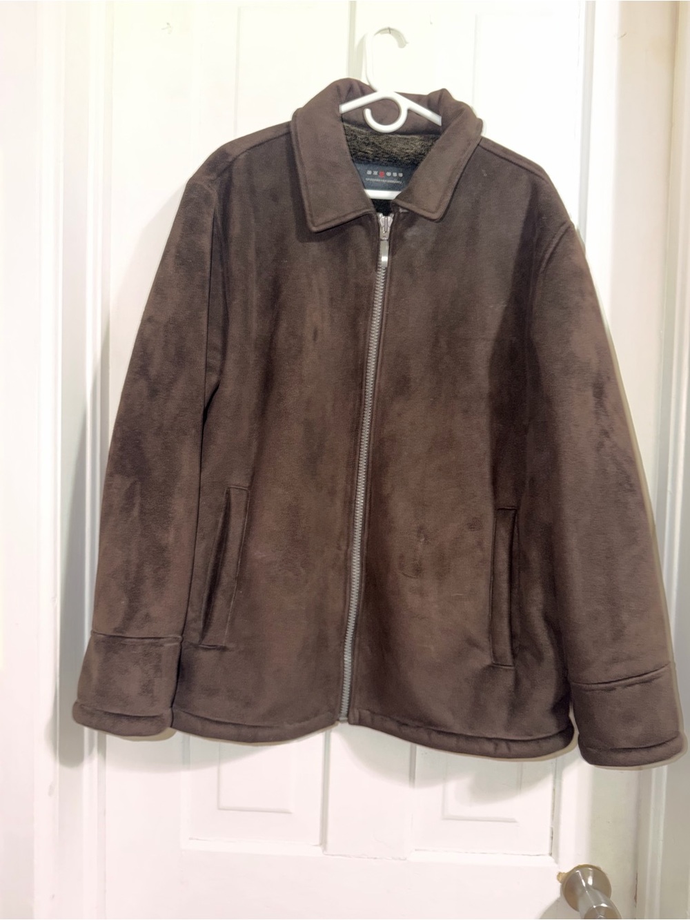 Men's‎ Brown Zip-Front Faux fur Suede Jacket men's size XL